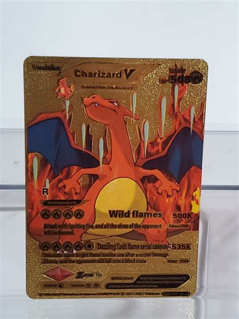 Pokemon TCG Charizard V R Rare Gold Metal Foil HP 508 MO .